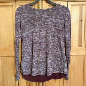 Old Navy Heathered Maroon Long Sleeve Criss Cross Layered Back Blouse Size S